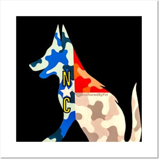 Camo NC Flag German Shepherd Posters and Art